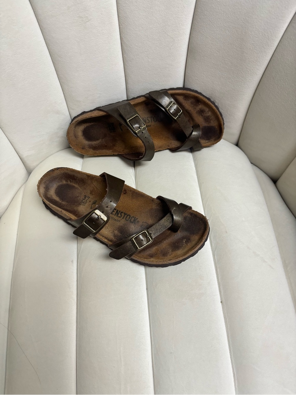 Birkenstock Brown Double-Buckle Slide Sandals
